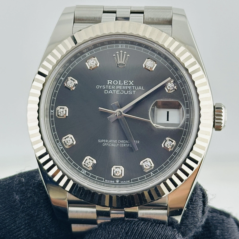 Rolex Datejust Dark Rhodium Diamond Dial on D Link Jubilee Bracelet Ref. 126334 Card 2024 view 2