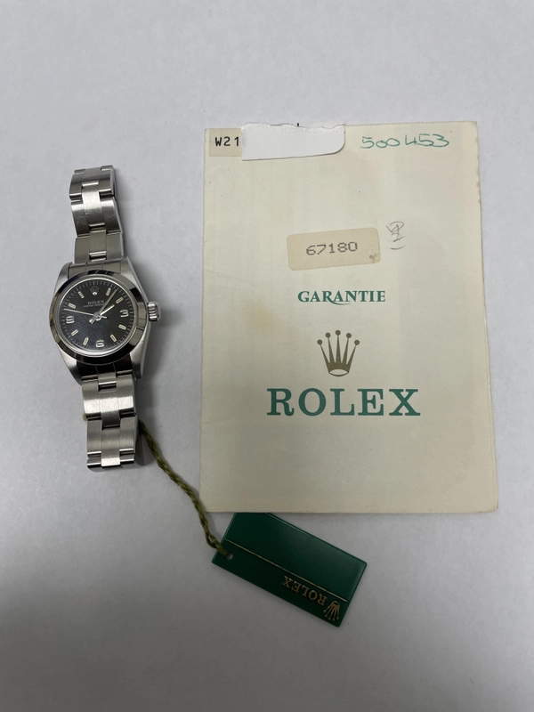 Rolex Oyster Perpetual Black Dial on Oyster Ref. 67180 Papers 1995 view 5