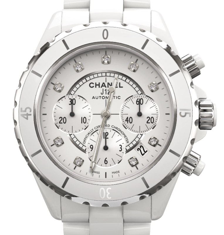 Chanel J12 Chronograph White Dial on Ceramic And Steel Bracelet Ref. H2009
