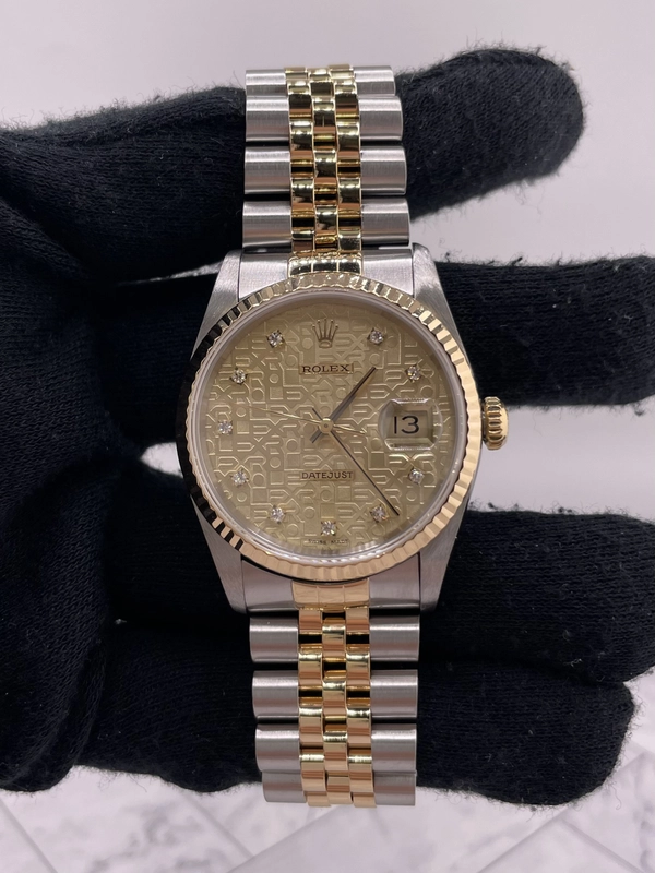 Rolex Datejust Gold Anniversary Diamond Dial Dial on Jubilee Ref. 16233G Papers 1994 view 2
