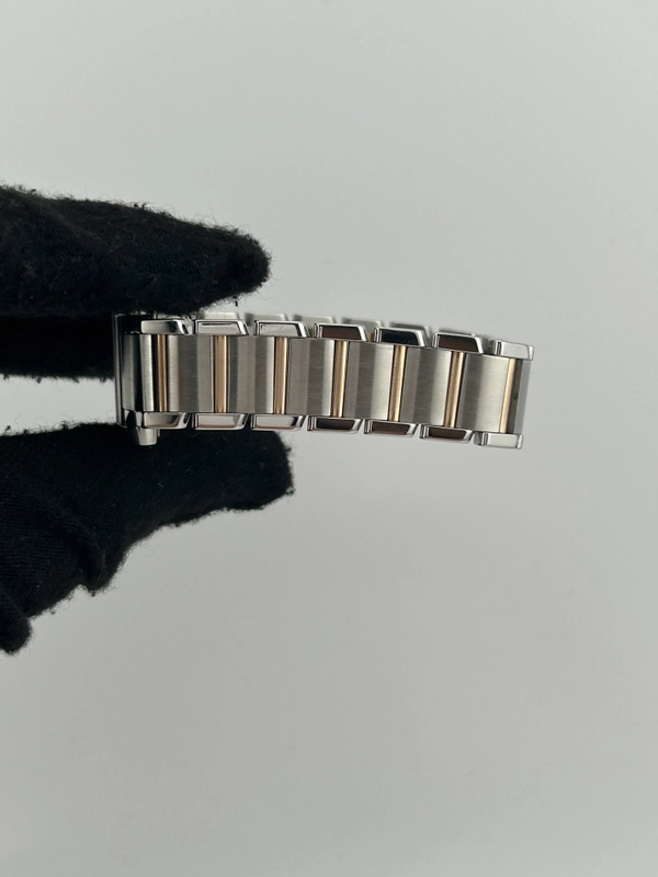 Cartier Tank Francaise Pink Mop / Roman Numerals Dial on 2 Tone Rose Gold & Stainless Steel Bracelet Ref. W51027Q4 Papers 2009 view 5