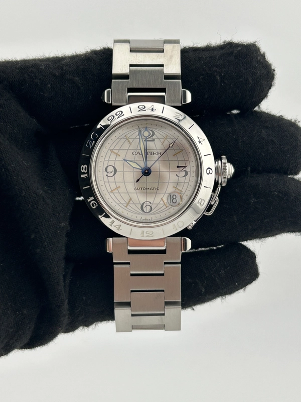 Cartier Pasha C Silver Dial on Stainless Steel Bracelet Ref. W31029M7 view 2