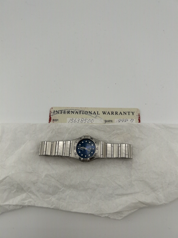 Omega Constellation "Cindy Crawford" Blue Dial on Stainless Steel Bracelet Ref. 1563.85.00 Card 1998 view 7