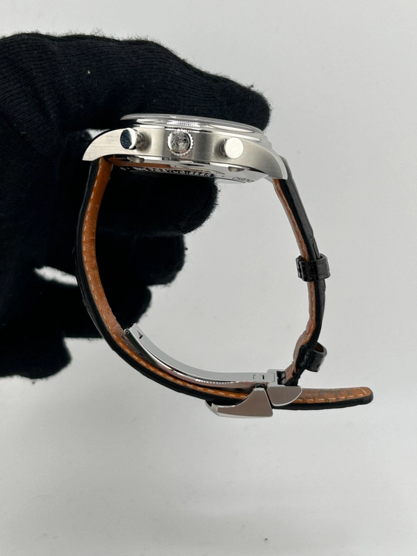 Iwc Portugieser Chronograph Classic Silver Dial on Black Leather Strap Ref. 1W390403 view 6