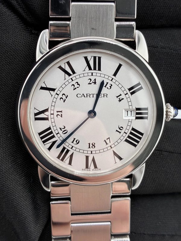 Cartier Ronde Solo Silver Roman Numerals Dial on Stainless Steel Bracelet Ref. W6701005 Papers 2024 view 2