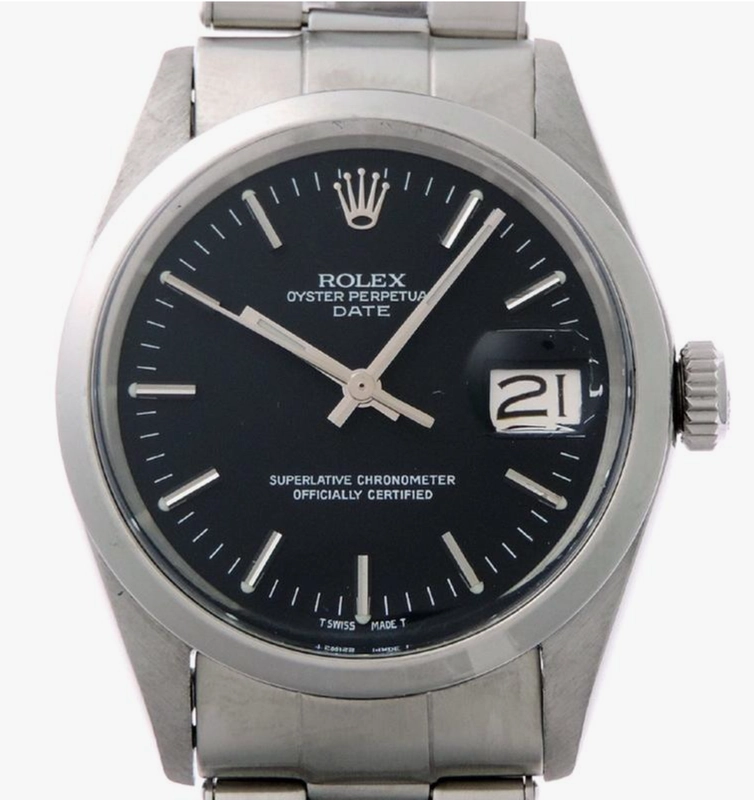 Rolex Oyster Perpetual Date Black Stick Dial on Oyster Steel Bracelet Ref. 1500 1969