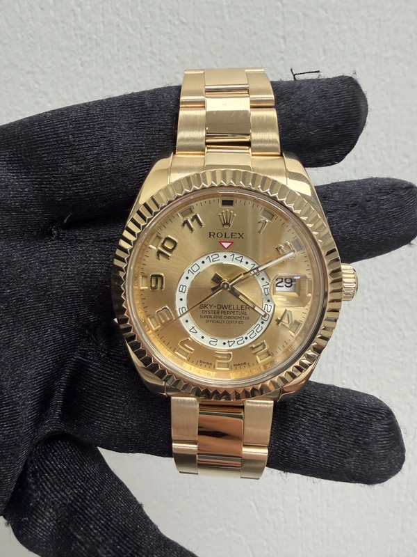 Rolex Sky Dweller Champagne Sunray Arabic Dial on Oyster Bracelet Ref. 326938 Card 2018 view 2