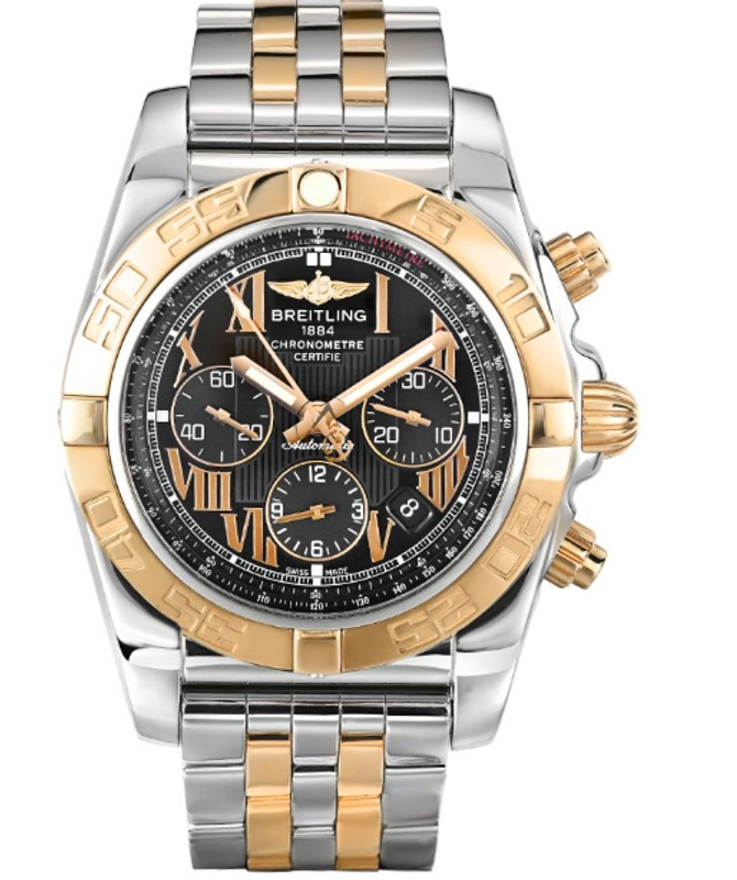 Breitling Chronomat Black Roman Dial on Stainless Steel/Rose Gold Ref. CB0110 Card 2016
