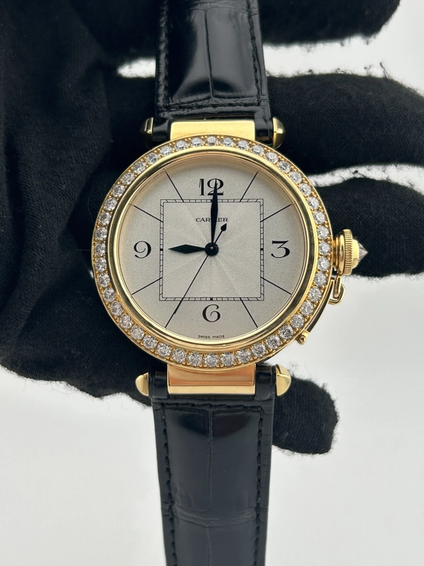 Cartier Pasha de Cartier Silver Dial on Black Leather Strap Ref. WJ120351 view 2