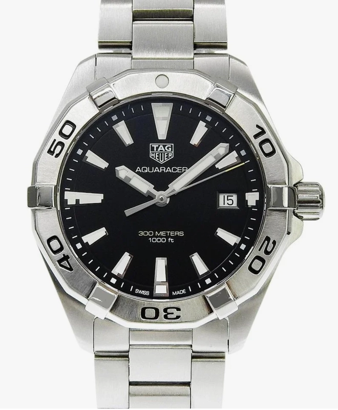 Tag Heuer Aquaracer 300m Black Dial on Silver Ref. WBD1110.BA0928