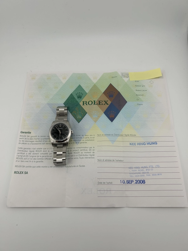 Rolex Oyster Perpetual 31 Black Stick Dial on Stainless Steel Bracelet Ref. 77080 Papers 2006 view 7