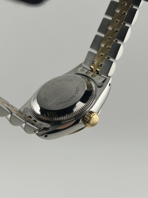 Rolex Date Lady Champagne Stick Dial on 2 Tone D Link Jubilee Bracelet Ref. 69173 1984 view 6