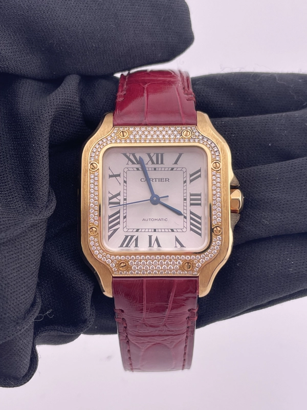 Cartier Santos de Cartier Silver Dial on Leather Strap Ref. WJSA0008 Card 2021
