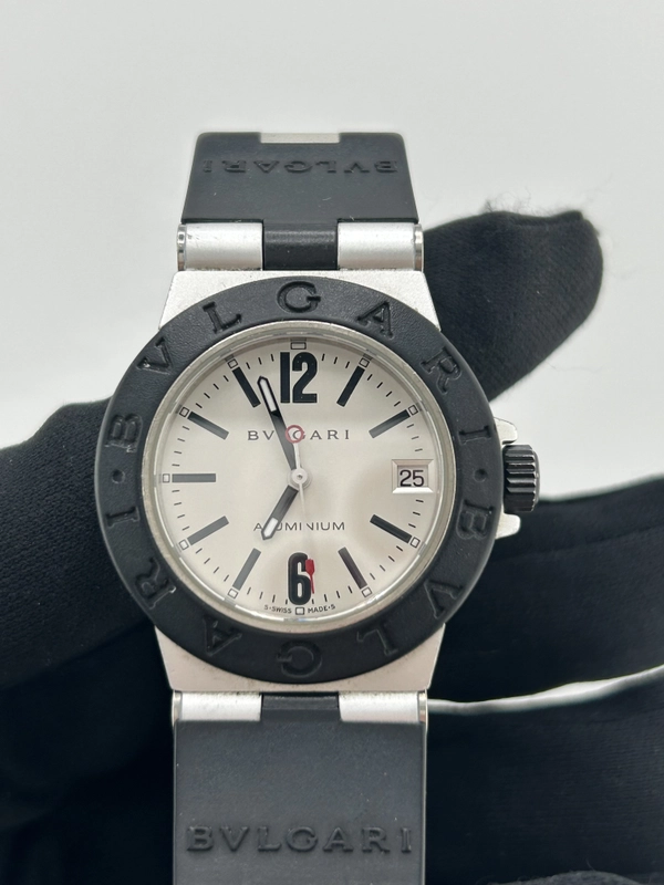 Bvlgari Aluminum Diagono Silver Dial on Black Rubber Strap Ref. AL32TA Papers 2003 view 3