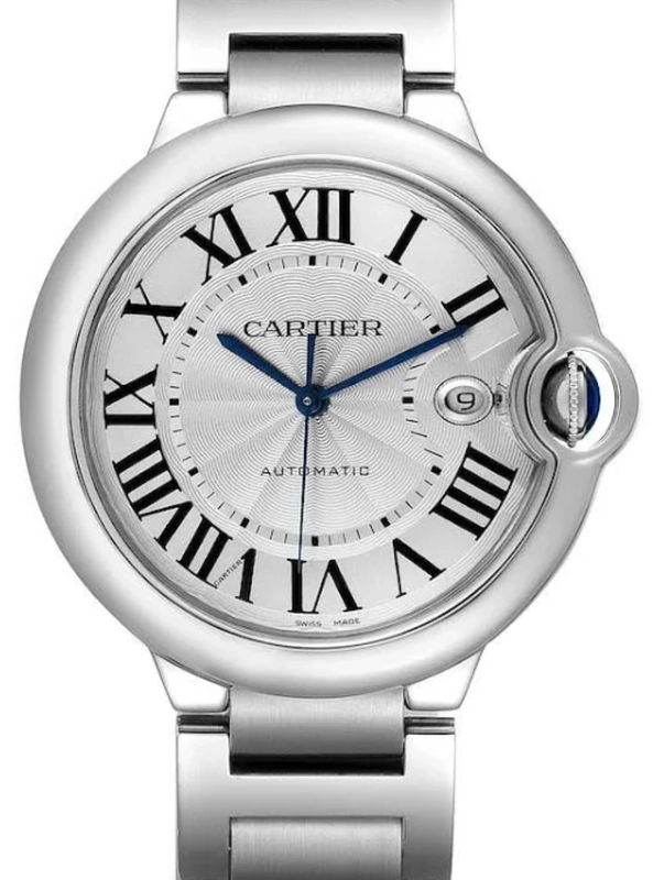 Cartier Ballon Bleu Silver Roman Dial on Deployant Clasp Ss Ref. W69012Z4 with Box