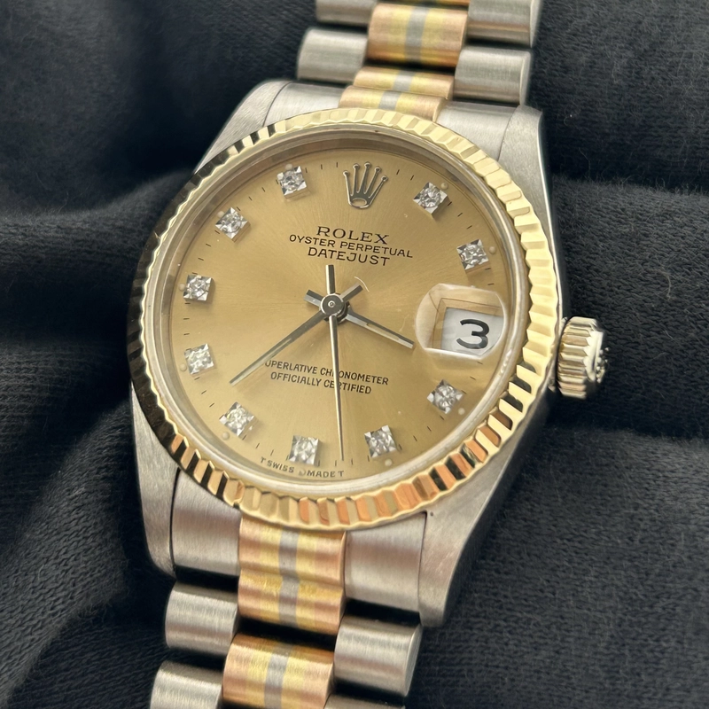 Rolex Datejust President Champagne Diamond Dial on Jubilee Ref. 68279 Papers 1993 view 2