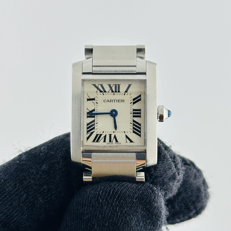 Cartier Tank Francaise Silver Dial on Stainless Steel Bracelet Ref. 2384 / W51008Q3 view 3