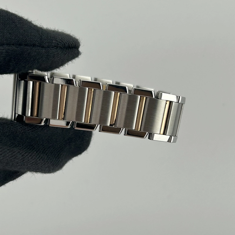 Cartier Tank Francaise Pink Mop / Roman Numerals Dial on 2 Tone Ref. 2384/W51027Q4 view 4