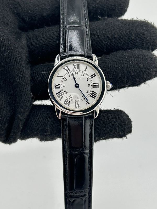 Cartier Ronde Solo de Cartier White Roman Numerals Dial on Black Leather Strap Ref. W6700155 Card 2015 view 2