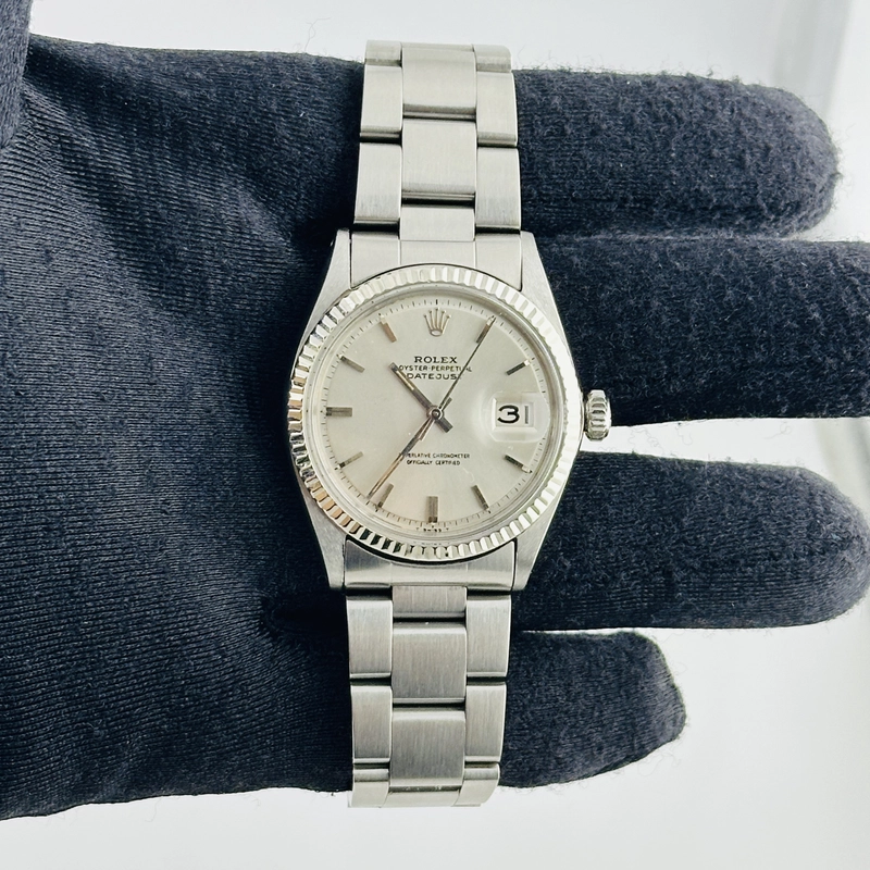 Rolex Datejust 36 Silver Stick Refinished Dial on Oyster Bracelet Ref. 1601 1963 view 2