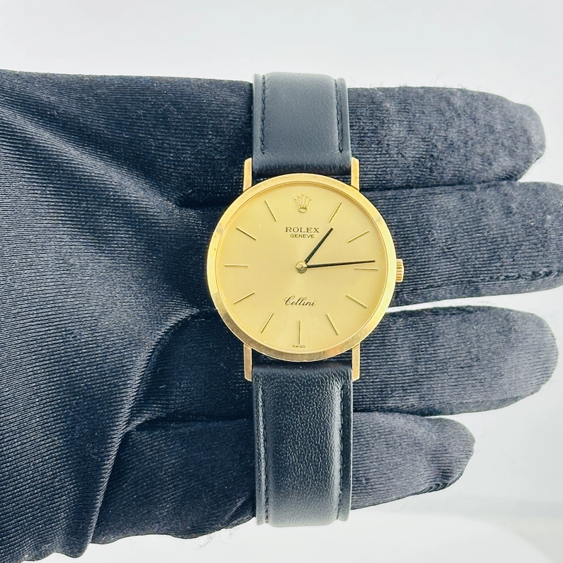 Rolex Cellini Champagne Stick Dial on Generic Leather Band Ref. 4112/8 1976
