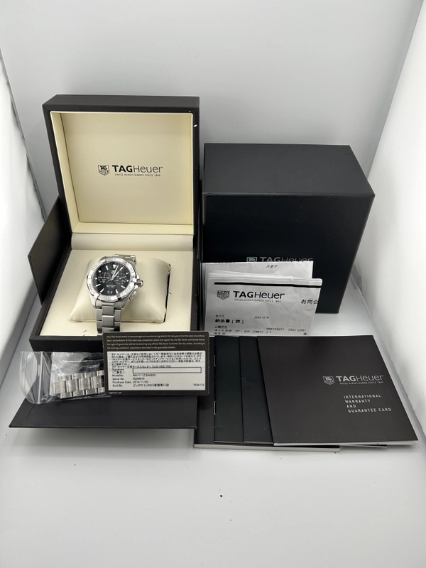 Tag Heuer Aquaracer Black Dial on Stainless Steel Bracelet Ref. WAY111Z.BA0928 Complete 2016 view 8