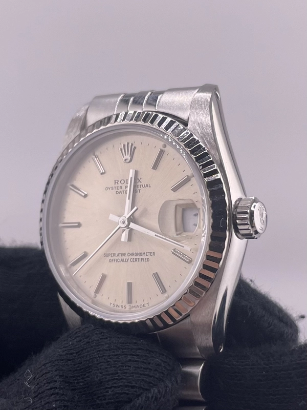 Rolex Datejust Silver Stick Dial on D Link Jubilee Ref. 68274 1987 view 3