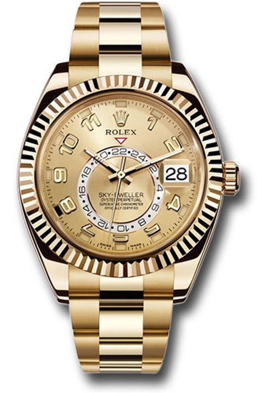Rolex Sky Dweller Champagne Sunray Arabic Dial on Oyster Bracelet Ref. 326938 Card 2018