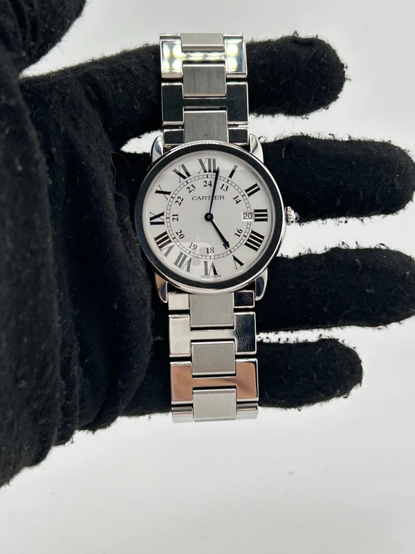 Cartier Ronde Solo Silver Roman Numerals Dial on Stainless Steel Bracelet Ref. W6701005 Papers 2016 view 2