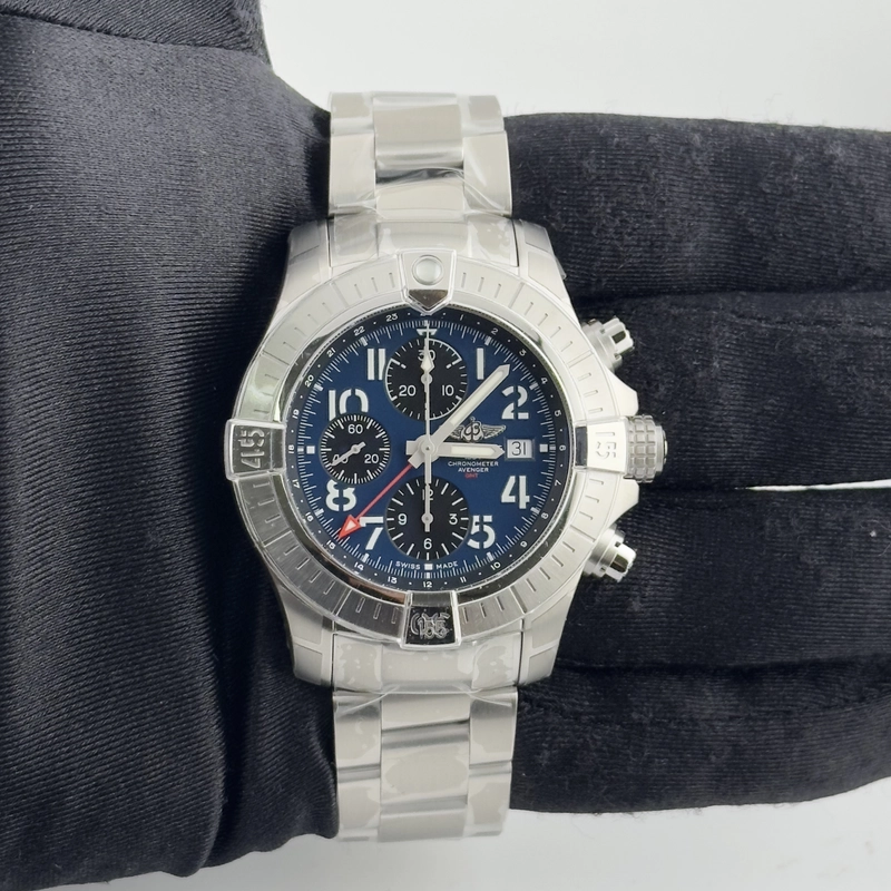 Breitling Avenger Chronograph GMT Blue Arabic Chronograph Dial on Brushed Ref. A24315 Card 2025 view 2