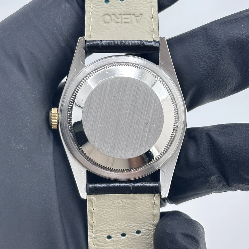 Rolex Datejust Champagne Diamond Factory Dial on Generic Black Leather Band Ref. 16233 1991 view 3