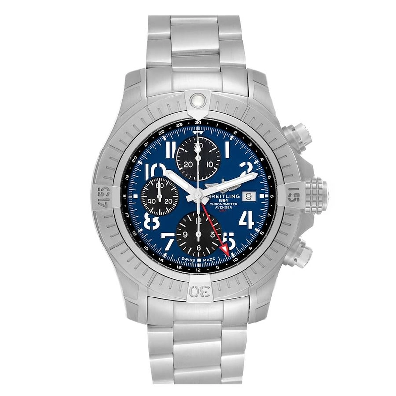 Breitling Avenger Chronograph GMT Blue Arabic Chronograph Dial on Brushed Ref. A24315 Card 2025