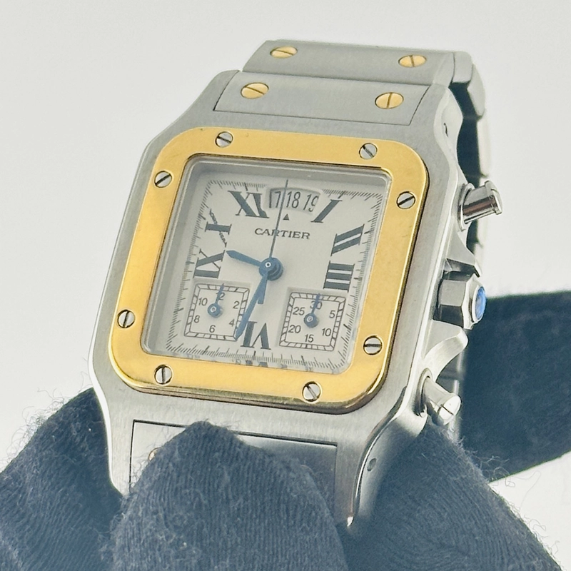 Cartier Santos Chronoflex White Roman Dial on 2 Tone Bracelet Ref. 2425 view 3