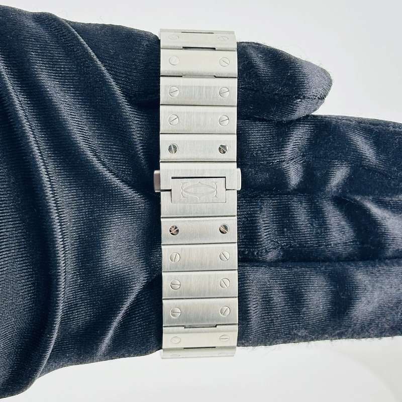 Cartier Santos Skeleton Skeleton Dial on Stainless Steel Bracelet Ref. 4109 Complete Open Date view 5