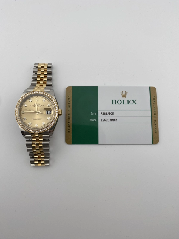 Rolex Datejust 36 Champagne Diamond Dial on Jubilee Ref. 126283RBR Card 2019 view 7