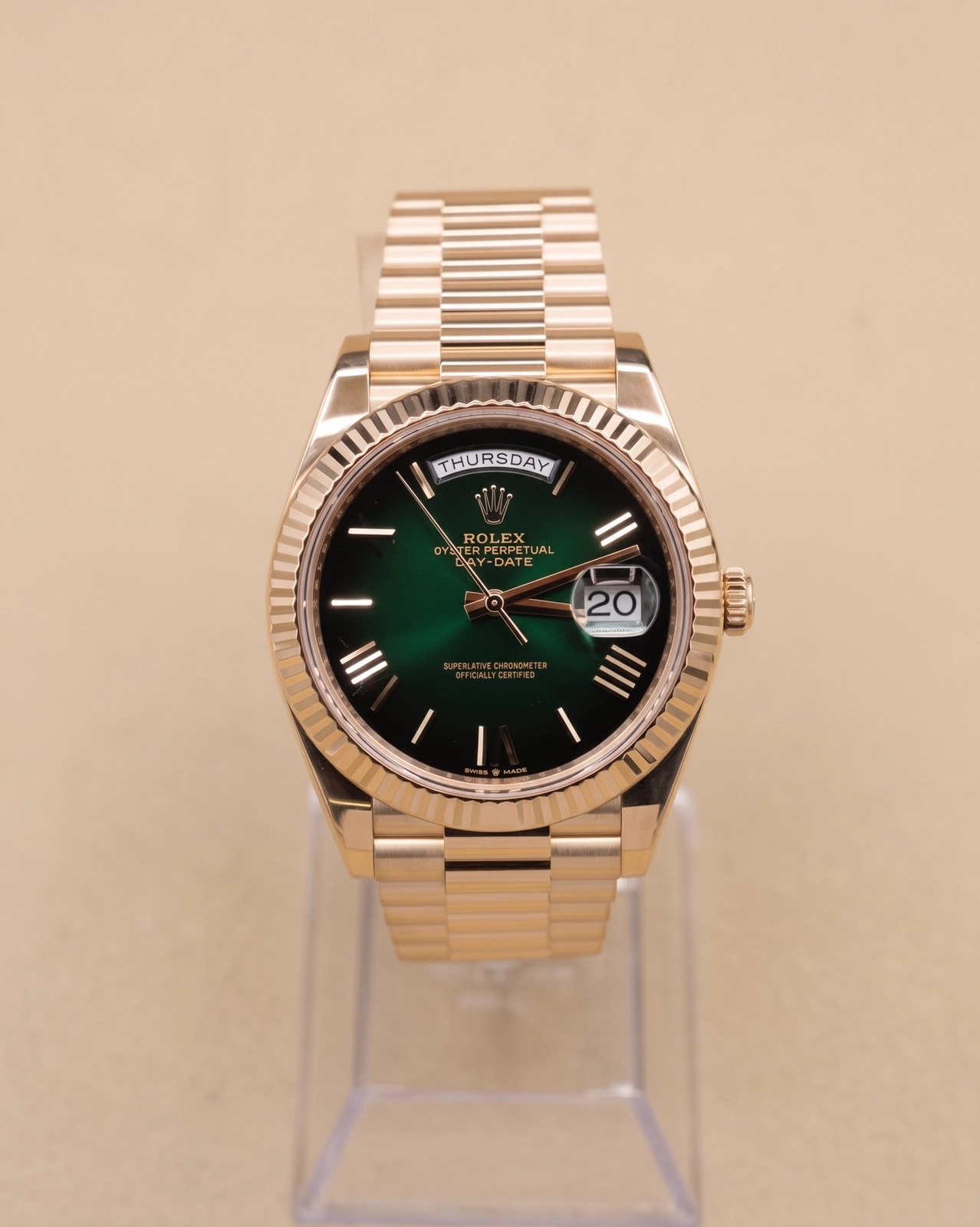 2025 Rolex Green Ombre Roman Dial Complete 228238