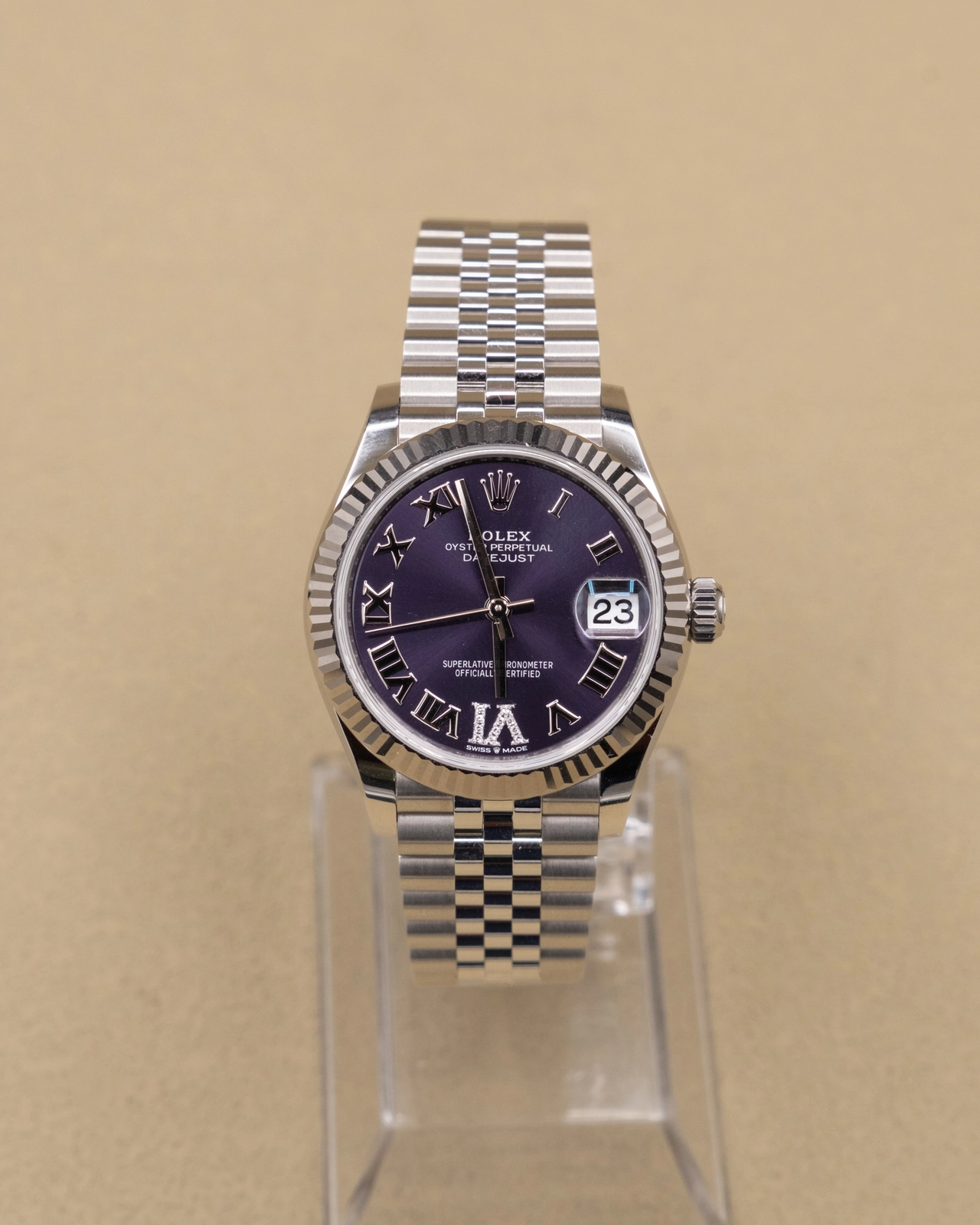 2026 Rolex Aubergine Roman Diamond 6 Dial Complete 278274